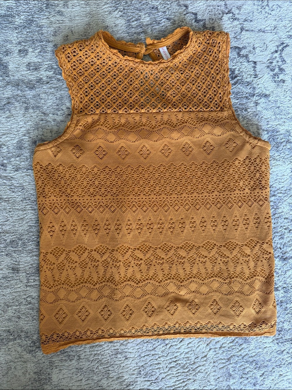 Mustard Crochet Knit Tank Top